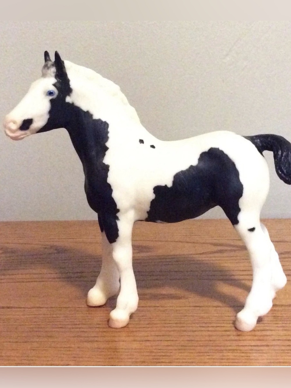 Vintage Breyer Horse Spotted Draft Foal #776 Matt Black Pinto Blue Eyes USA 1996